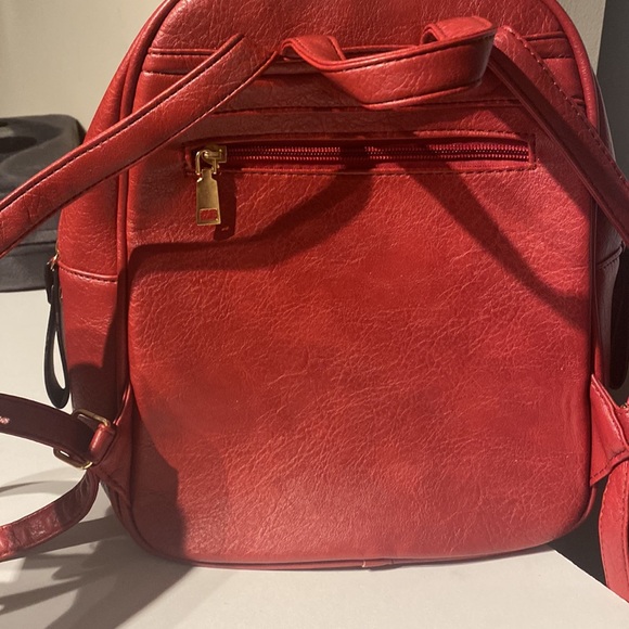 Deep Red Quilted Fashion Backpack - Picture 3 of 3